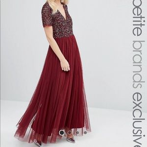 ASOS Maya Petite V-Neck Sequin Maxi Tulle Dress